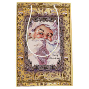 Bolsa De Regalo Mediana ¡Shh! Son Navidades rosados de Santa Victoriana
