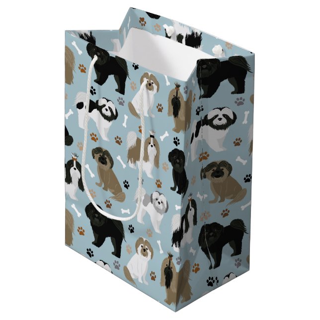 Bolsa De Regalo Mediana Shih Tzu Perro garras y huesos (Angulo Anverso)