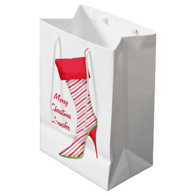 Bolsa De Regalo Mediana Shoe Lover Nombre Navidades personalizados (Angulo Anverso)