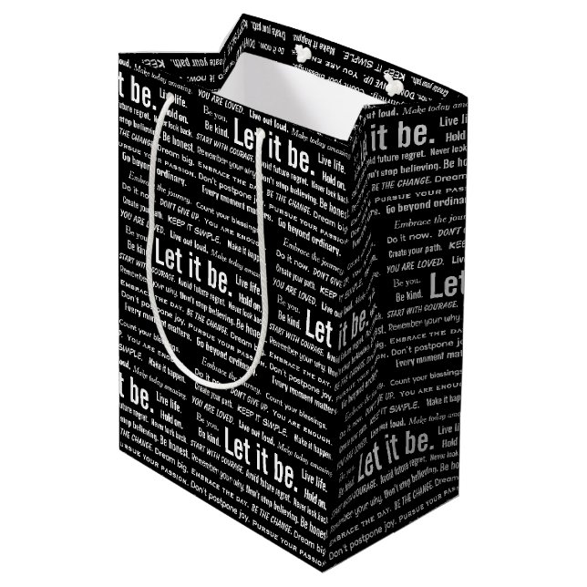 Bolsa De Regalo Mediana Short Inspirational Quotes On Black  (Angulo reverso)
