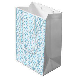 Bolsa De Regalo Mediana Signo de Paz Azul Retro Divertido