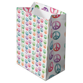 Bolsa De Regalo Mediana Signos de paz groovy estilo acuarela hippie amor