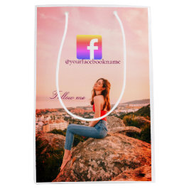 Bolsa De Regalo Mediana síguenos nombre de usuario de facebook redes socia