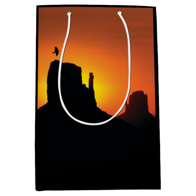 Bolsa De Regalo Mediana Silhouette Desert Sunset Southwestern (Anverso)