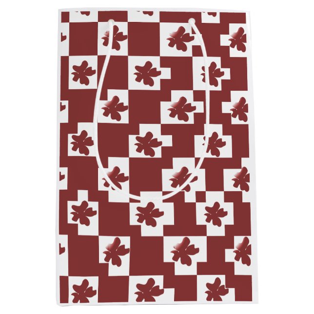 Bolsa De Regalo Mediana Silhueta de flores em padrão. (Anverso)