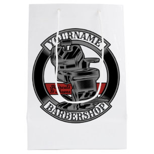 Bolsa De Regalo Mediana Silla de Barbería Personalizada de estilo Retro pa