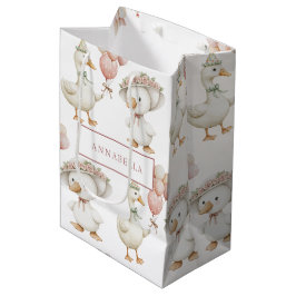 Bolsa De Regalo Mediana Silly Goose Flower Garden champiñón Primer cumplea