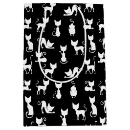 Bolsa De Regalo Mediana Silueta de gato negro y blanco