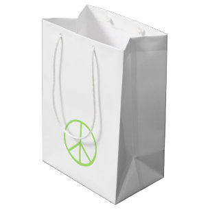 Bolsa De Regalo Mediana Símbolo de amor groovy signo de paz del mundo verd