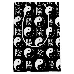 Bolsa De Regalo Mediana Símbolo de Yinyang negro patrón de texto chino