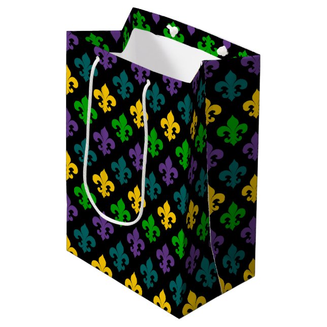 BOLSA DE REGALO MEDIANA SÍMBOLO PURPLE GREEN GOLD MARDI GRAS (Angulo Anverso)