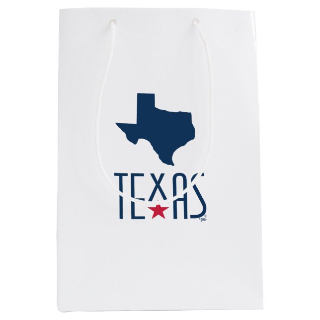 Bolsa De Regalo Mediana Símbolos de Texas, Texas, azul marino (Anverso)