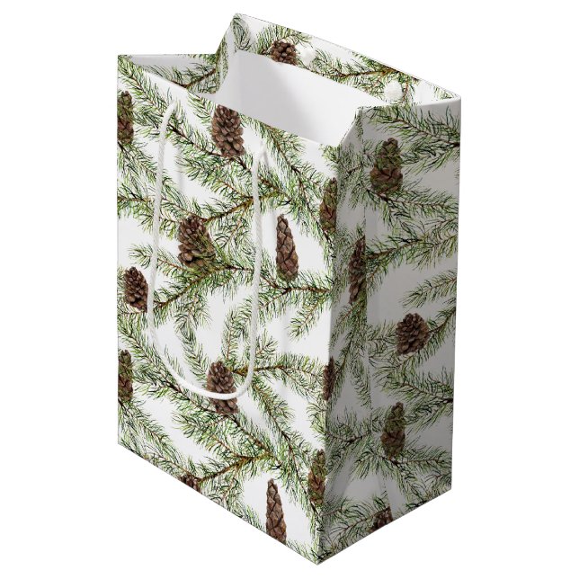 Bolsa De Regalo Mediana Simple acuarela de fibra de invierno (Angulo Anverso)