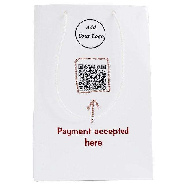 Bolsa De Regalo Mediana Simple código qr minimal agregar logo escanear cód (Anverso)