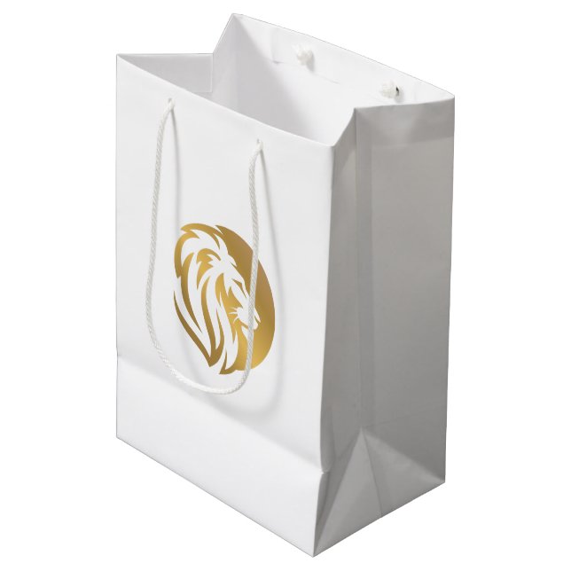 Bolsa De Regalo Mediana Simple Logo León León Dorado (Angulo Anverso)