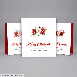 Bolsa De Regalo Mediana Simple Red Poinsettia Merry Christmas Gift Bags