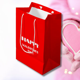 Bolsa De Regalo Mediana Simple White Clean Feliz Día de San Valentín Neo
