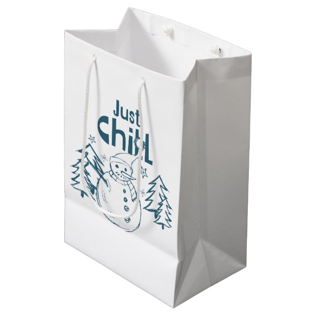 Bolsa De Regalo Mediana Simplemente Relájate Navidades Divertidas (Angulo Anverso)