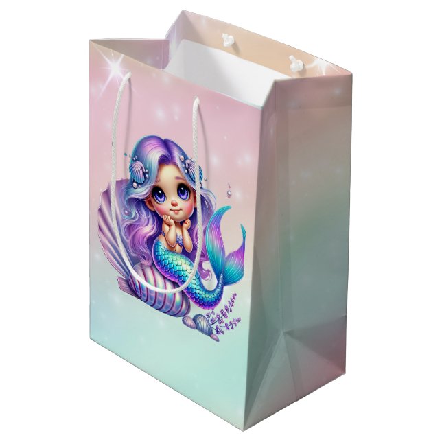 Bolsa De Regalo Mediana Sirena Arcoíris   (Angulo reverso)