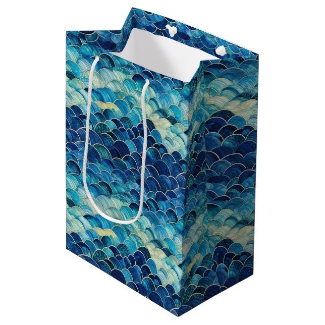 Bolsa De Regalo Mediana Sirena azul oceánica (Angulo Anverso)