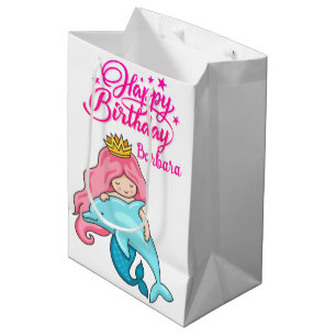 Bolsa De Regalo Mediana Sirena Pequeña Con Monograma Con Delfín