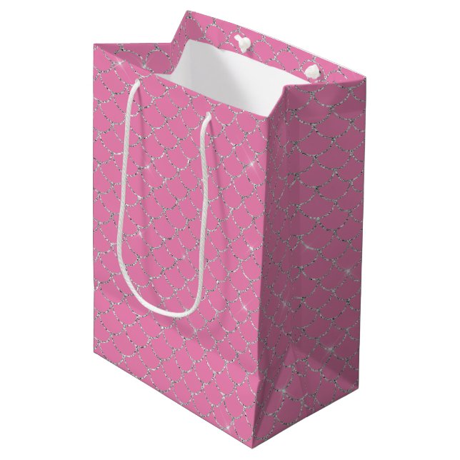 Bolsa De Regalo Mediana Sirena rosa plateada (Angulo Anverso)