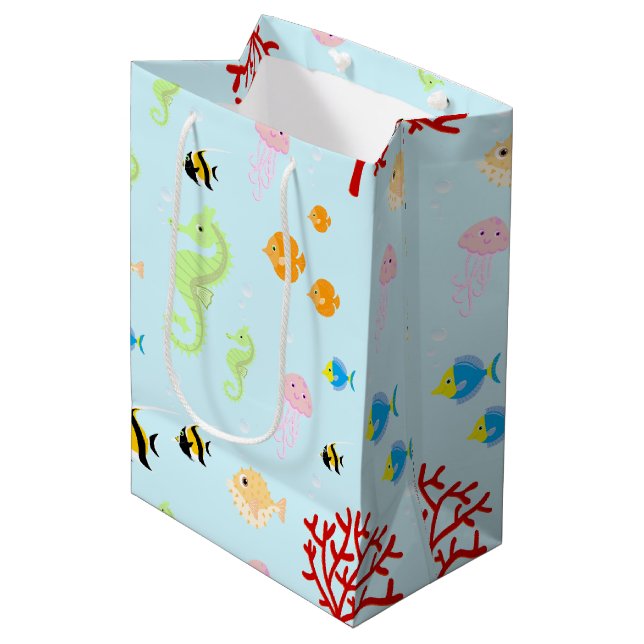 Bolsa De Regalo Mediana Sirena y amigos fiesta de cumpleaños (Angulo Anverso)