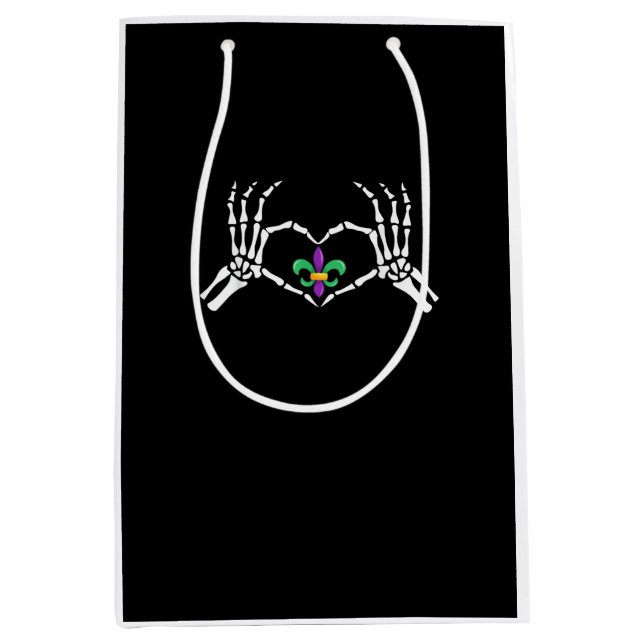 Bolsa De Regalo Mediana Skeleton Hand Heart Mardi Gras (Anverso)