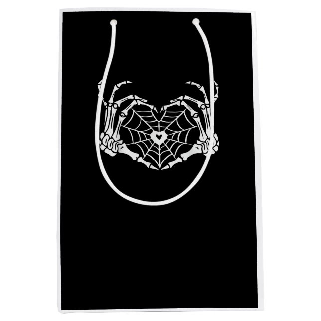 Bolsa De Regalo Mediana Skeleton Hand Heart Spiderweb Halloween Cobweb Par (Anverso)