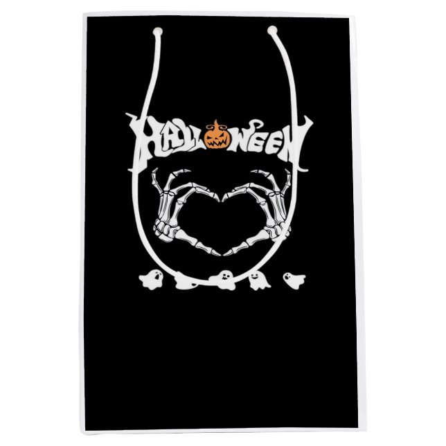 Bolsa De Regalo Mediana Skeleton Hand With , Diseño de Halloween (Anverso)