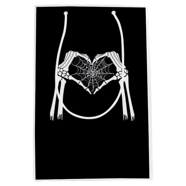 Bolsa De Regalo Mediana Skeleton Hands Cobweb Heart (Blanco) Classic (Anverso)