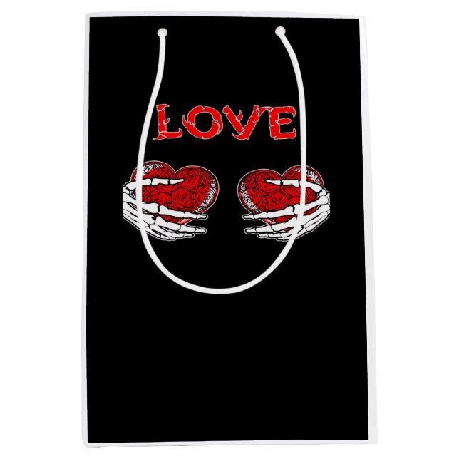 Bolsa De Regalo Mediana Skeleton Hands Heart Funny Design (Anverso)