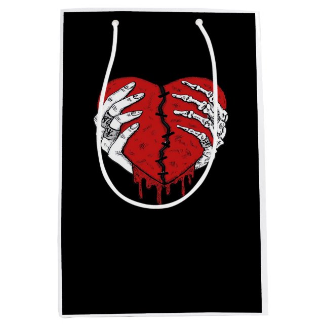 Bolsa De Regalo Mediana Skeleton Hands Hearts Classic Trending (Anverso)