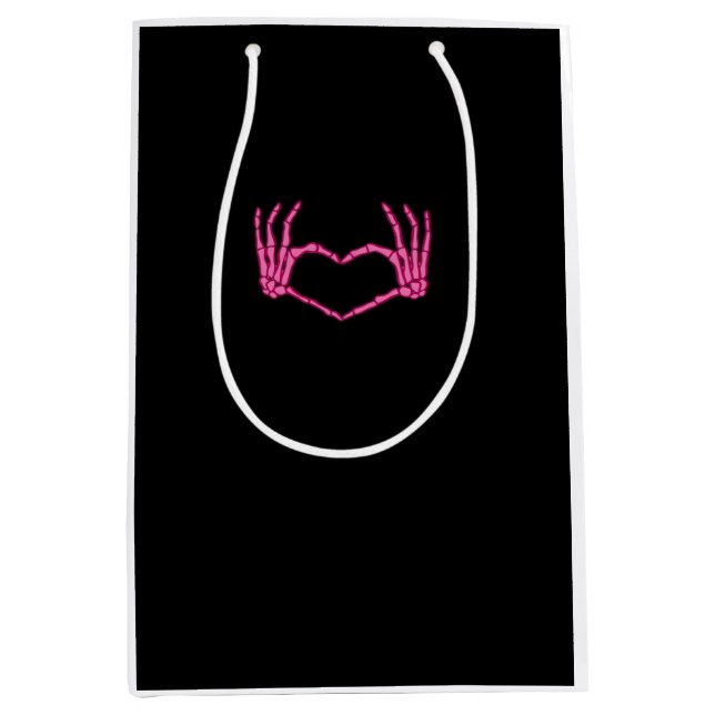 Bolsa De Regalo Mediana Skeleton Heart Hands Classic (Anverso)