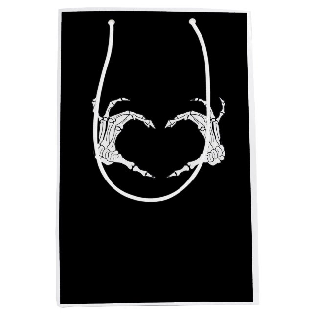 Bolsa De Regalo Mediana Skeleton Heart Hands Classic (Anverso)