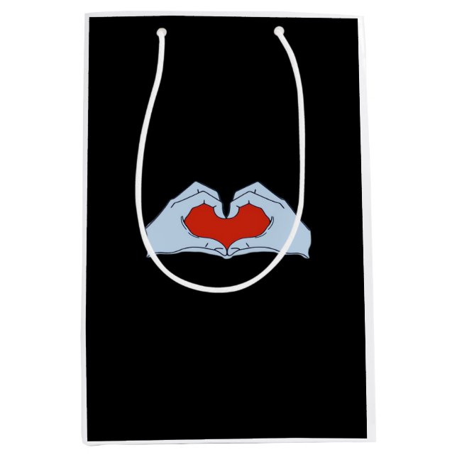 Bolsa De Regalo Mediana Skeleton Heart Hands Classic & Basic Halloween (Anverso)