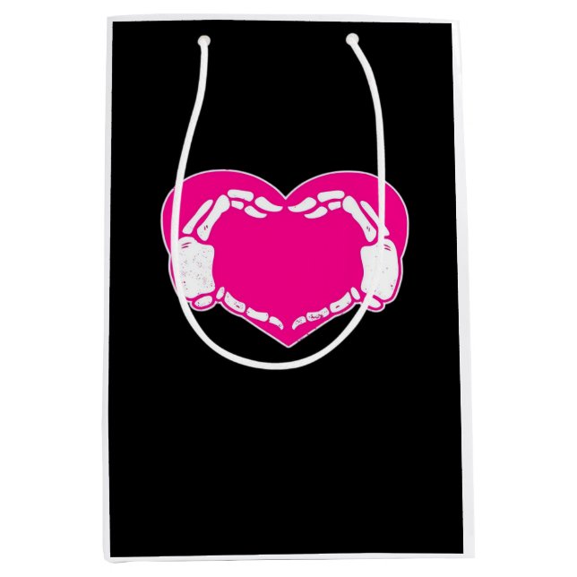 Bolsa De Regalo Mediana Skeleton Heart Hands Gothic Valentine Classic (Anverso)