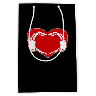 Bolsa De Regalo Mediana Skeleton Heart Hands Gótico Valentine Red Classic