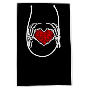 Bolsa De Regalo Mediana Skeleton Heart Hands Rótulo El día de San Valentín