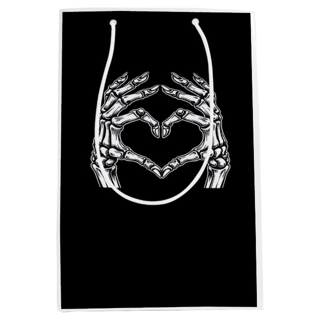 Bolsa De Regalo Mediana Skeleton Heart Hands Rótulo Halloween Disstume bás (Anverso)