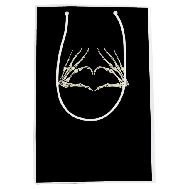 Bolsa De Regalo Mediana Skeleton Manos Corazón Gracioso Halloween Hallowee (Anverso)