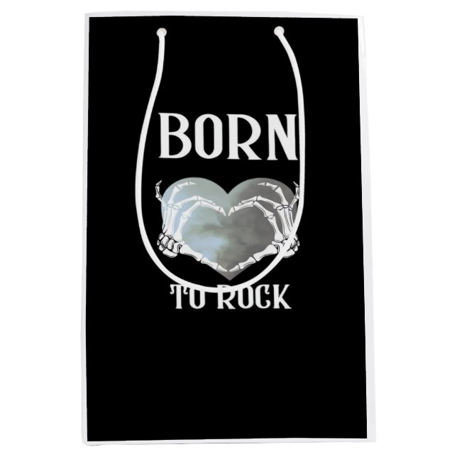 Bolsa De Regalo Mediana Skeleton Manos Gris Corazón Gráfico Para Clásico (Anverso)