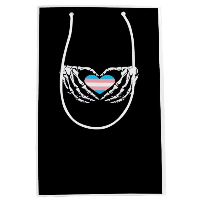 Bolsa De Regalo Mediana Skeleton Trans Pride Halloween Gótico transgénero  (Anverso)