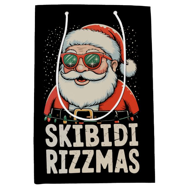 Bolsa De Regalo Mediana Skibidi Rizzmas Santa Rizz Navidades Navidad (Anverso)