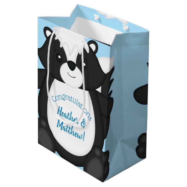 Bolsa De Regalo Mediana Skunk Baby Shower Blue (Angulo reverso)