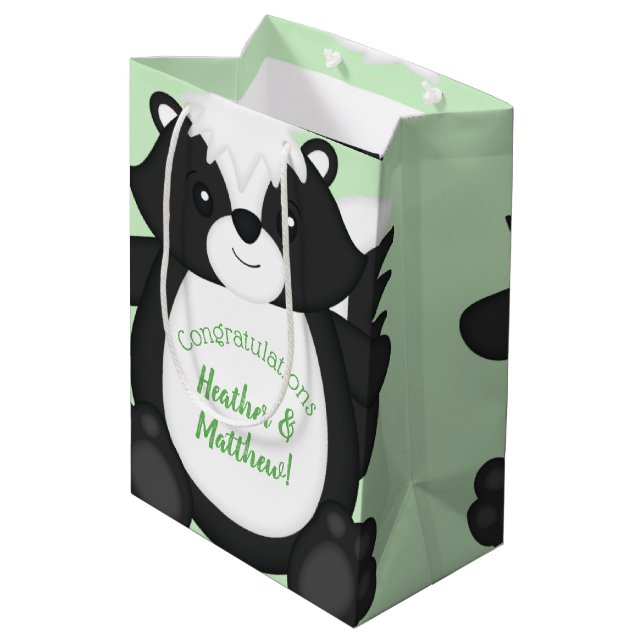 Bolsa De Regalo Mediana Skunk Baby Shower Green (Angulo reverso)