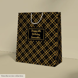 Bolsa De Regalo Mediana Sleek Black Gold 50th Birthday Gift Bag Idea