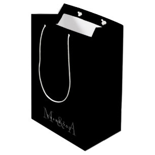 Bolsa De Regalo Mediana Sleek Personalizado Black Gracias