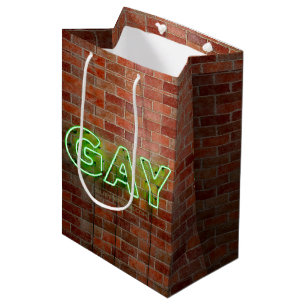 Bolsa De Regalo Mediana SlipperyJoe iluminado letrero de neón gay brillant