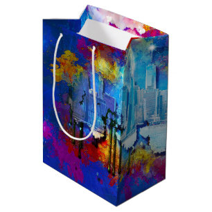 Bolsa De Regalo Mediana SlipperyJoe NYC grafiti luna rodeada de nubes arre